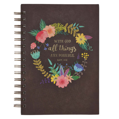 With God All Things Are Possible - Matthew 19:2 Wirebound Journal - The Christian Gift Company