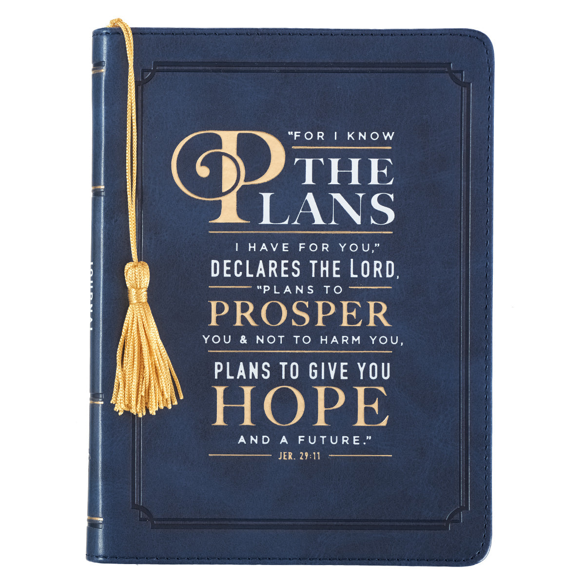 For I Know the Plans Handy-sized Faux Leather Journal in Navy - Jeremiah 29:11 - The Christian Gift Company