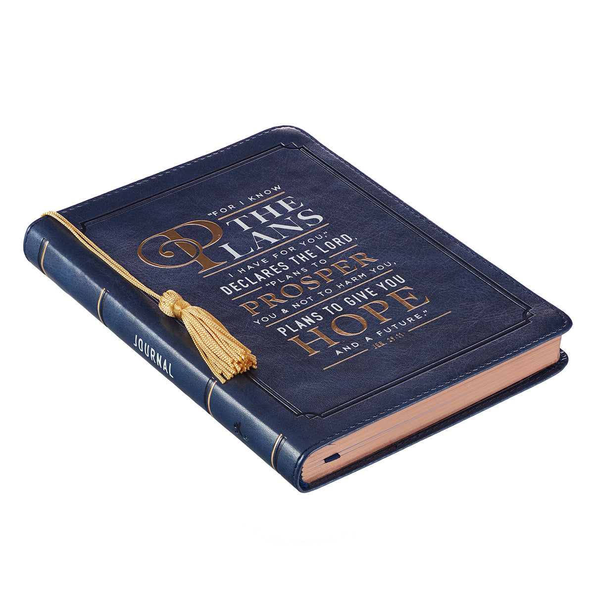 For I Know the Plans Handy-sized Faux Leather Journal in Navy - Jeremiah 29:11 - The Christian Gift Company