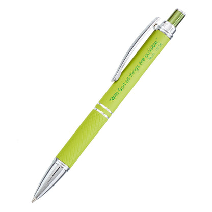 All Things are Possible Green Gift Pen and Case - Matthew 19:26 - The Christian Gift Company