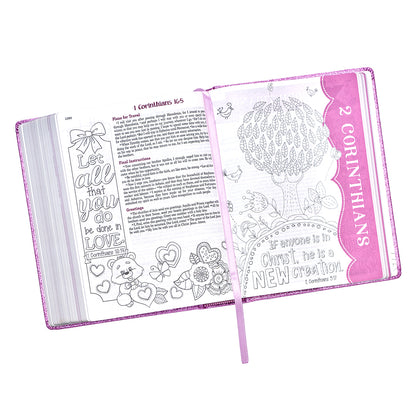 Purple Glitter My Creative Bible for Girls - an ESV Journaling Bible - The Christian Gift Company