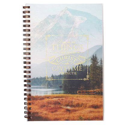 All Things Through Christ Wirebound Notebook - Philippians 4:13 - The Christian Gift Company