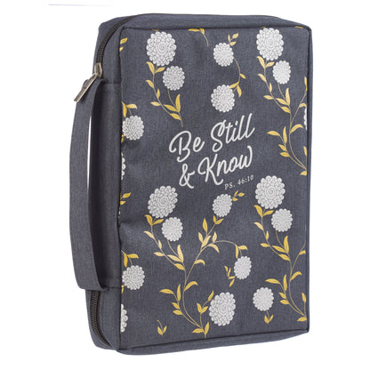 Be Still and Know Navy Poly-canvas Bible Cover - Psalm 46:10 - The Christian Gift Company
