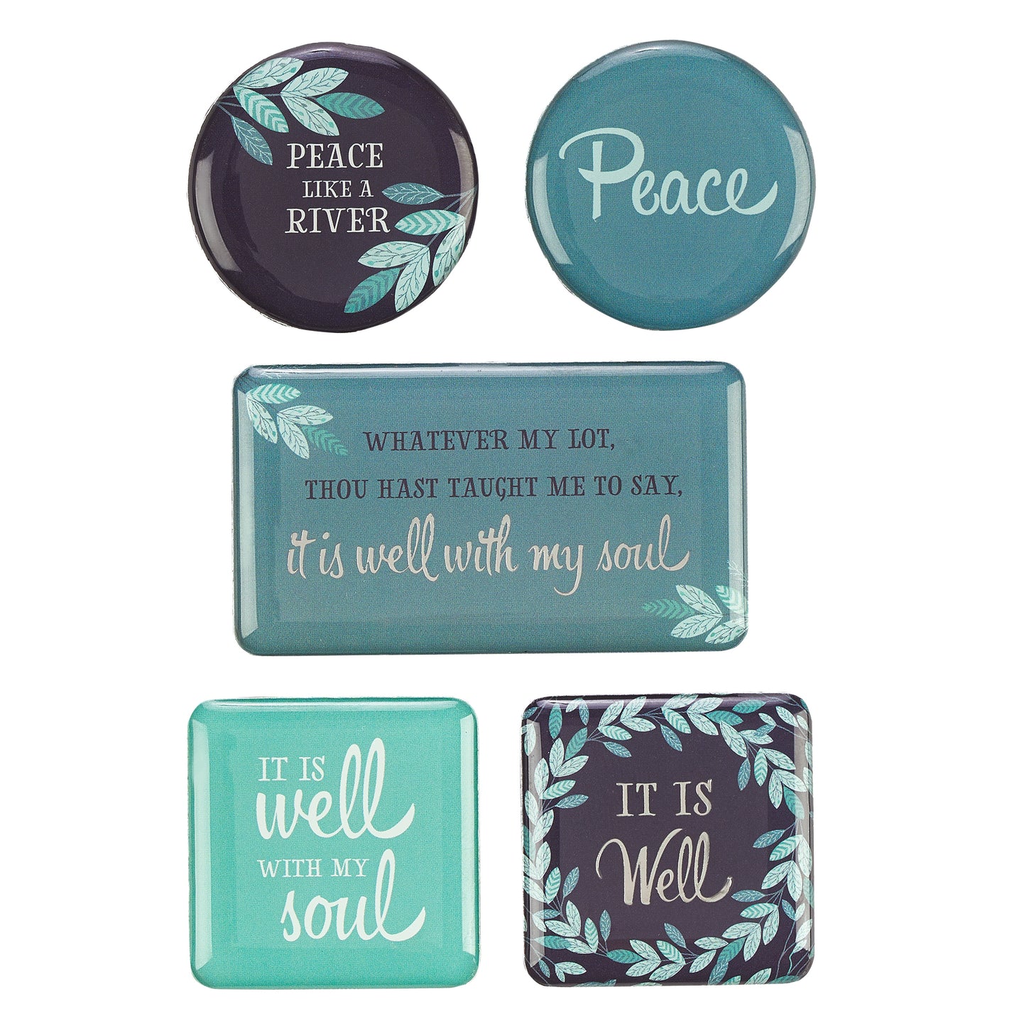 It Is Well With My Soul Teal and Blue Assorted Magnet Set - The Christian Gift Company