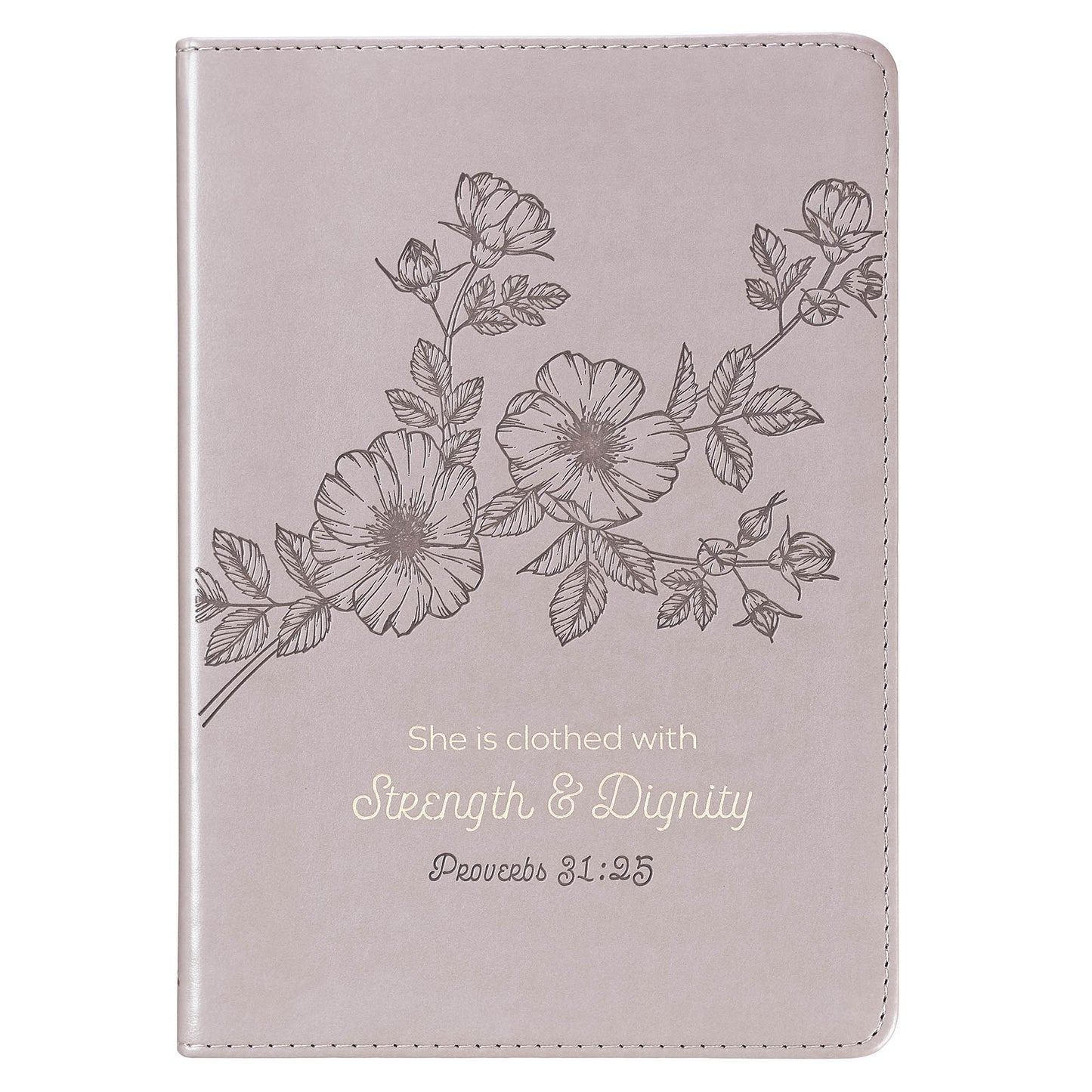 Strength & Dignity Slimline Taupe Faux Leather Journal – Proverbs 31:25 - The Christian Gift Company