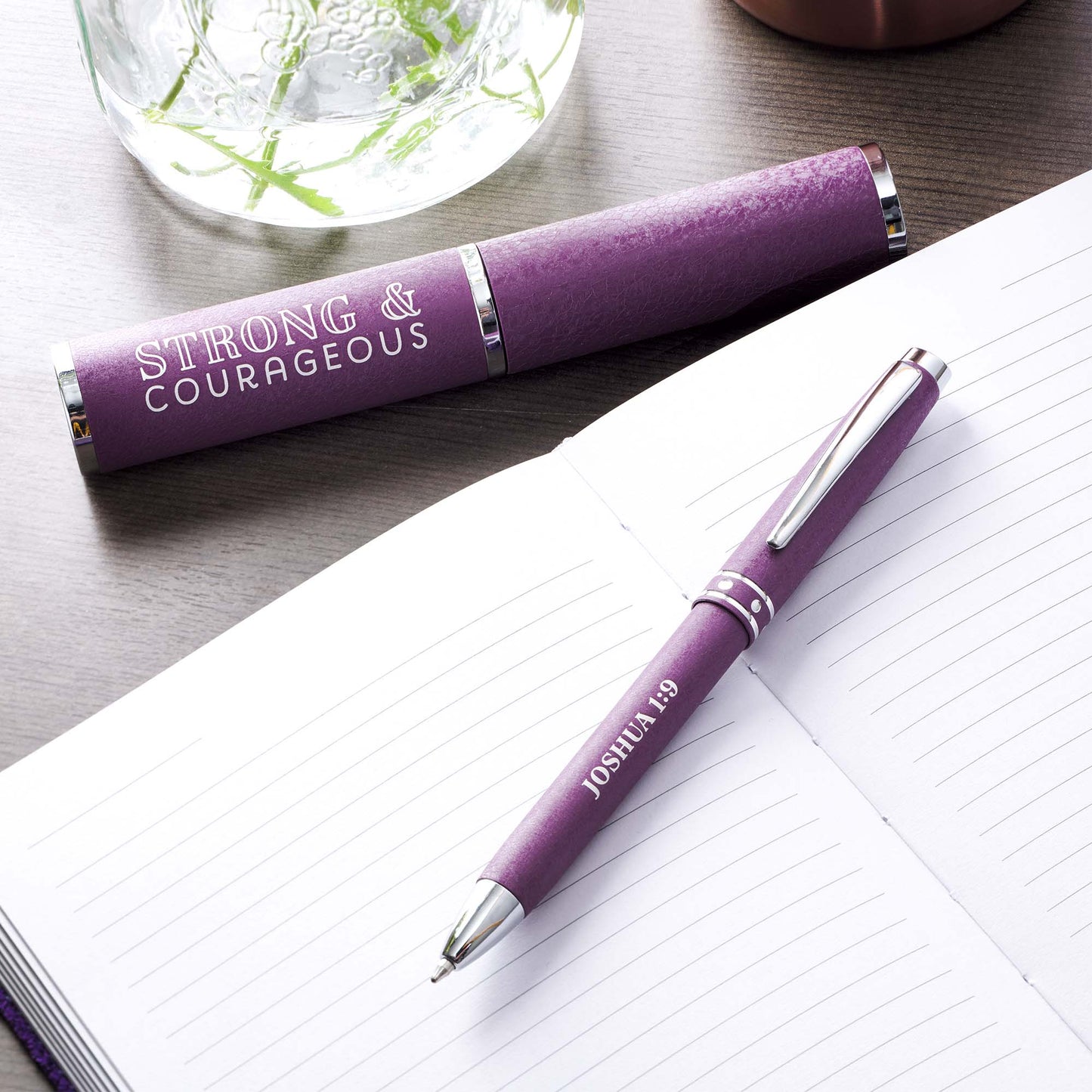 Strong & Courageous Purple Gift Pen – Joshua 1:9 - The Christian Gift Company