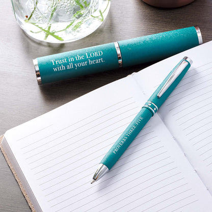 Trust In The Lord Teal Gift Pen – Proverbs 3:5 - The Christian Gift Company