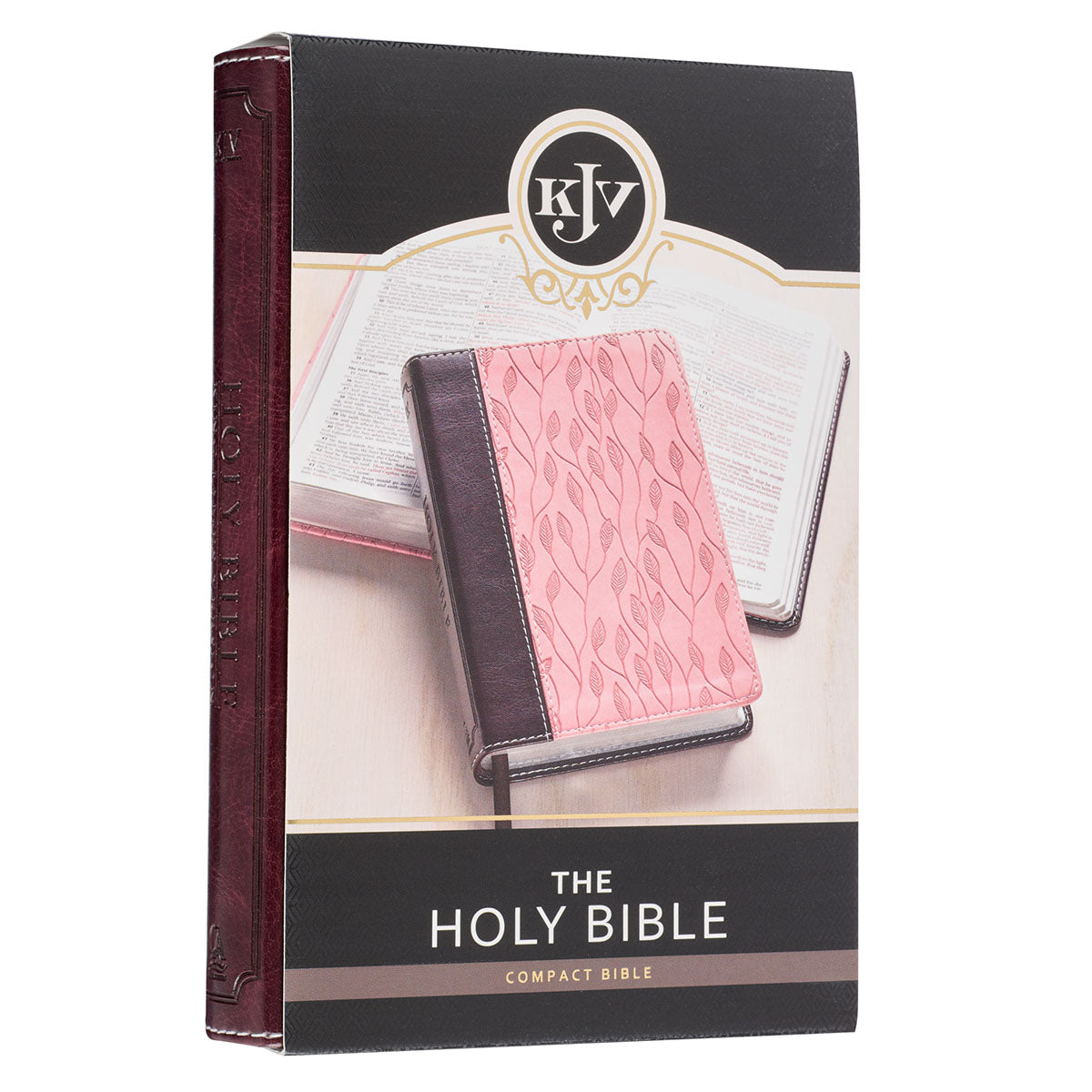 Burgundy and Pink Faux Leather Compact King James Version Bible - The Christian Gift Company