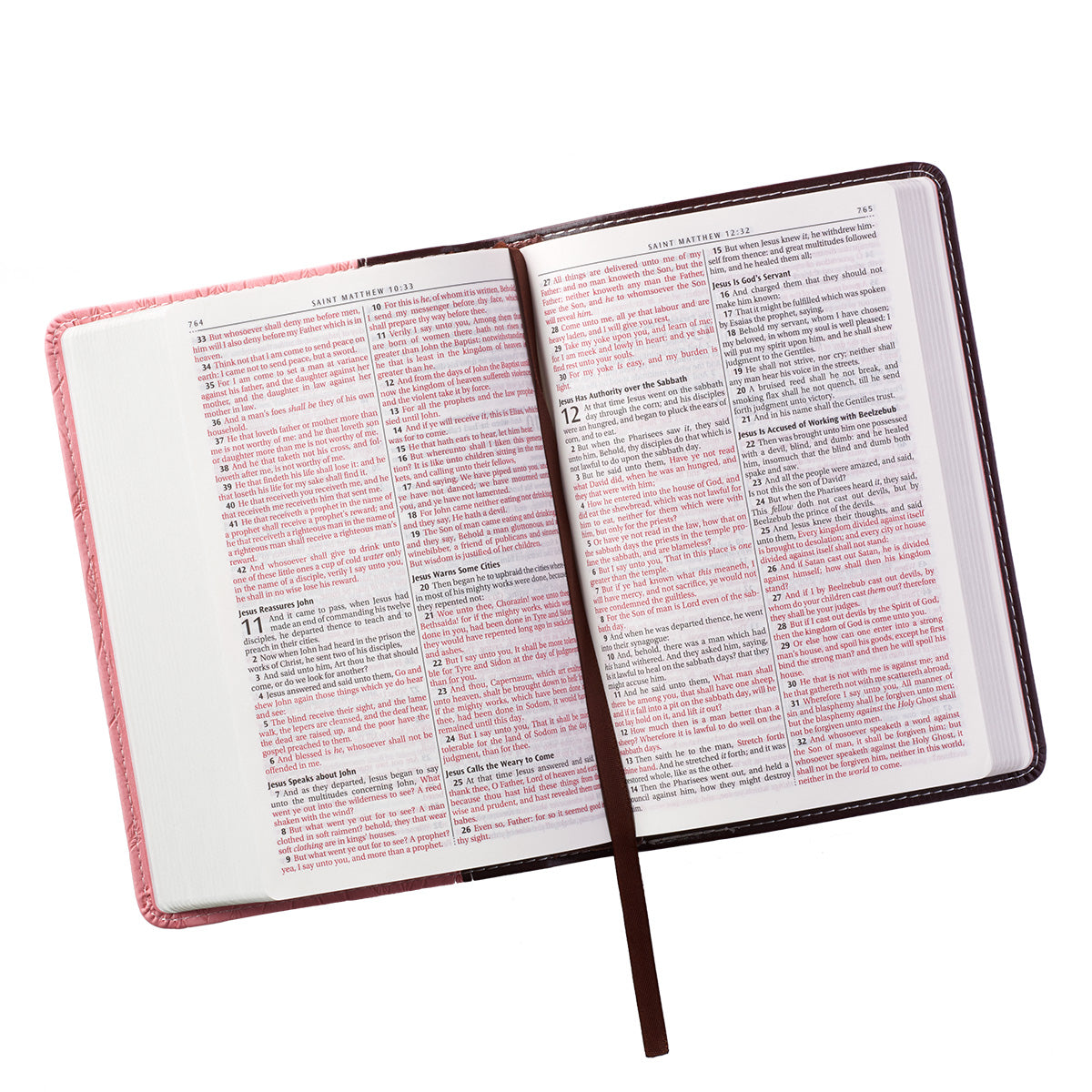 Burgundy and Pink Faux Leather Compact King James Version Bible - The Christian Gift Company