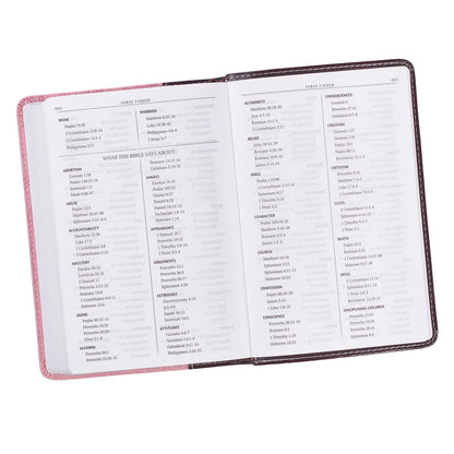 Burgundy and Pink Faux Leather Compact King James Version Bible - The Christian Gift Company