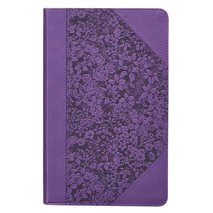 Two-tone Purple Floral Faux Leather Giant Print Standard-size King James Version Bible - The Christian Gift Company