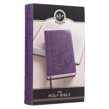 Two-tone Purple Floral Faux Leather Giant Print Standard-size King James Version Bible - The Christian Gift Company