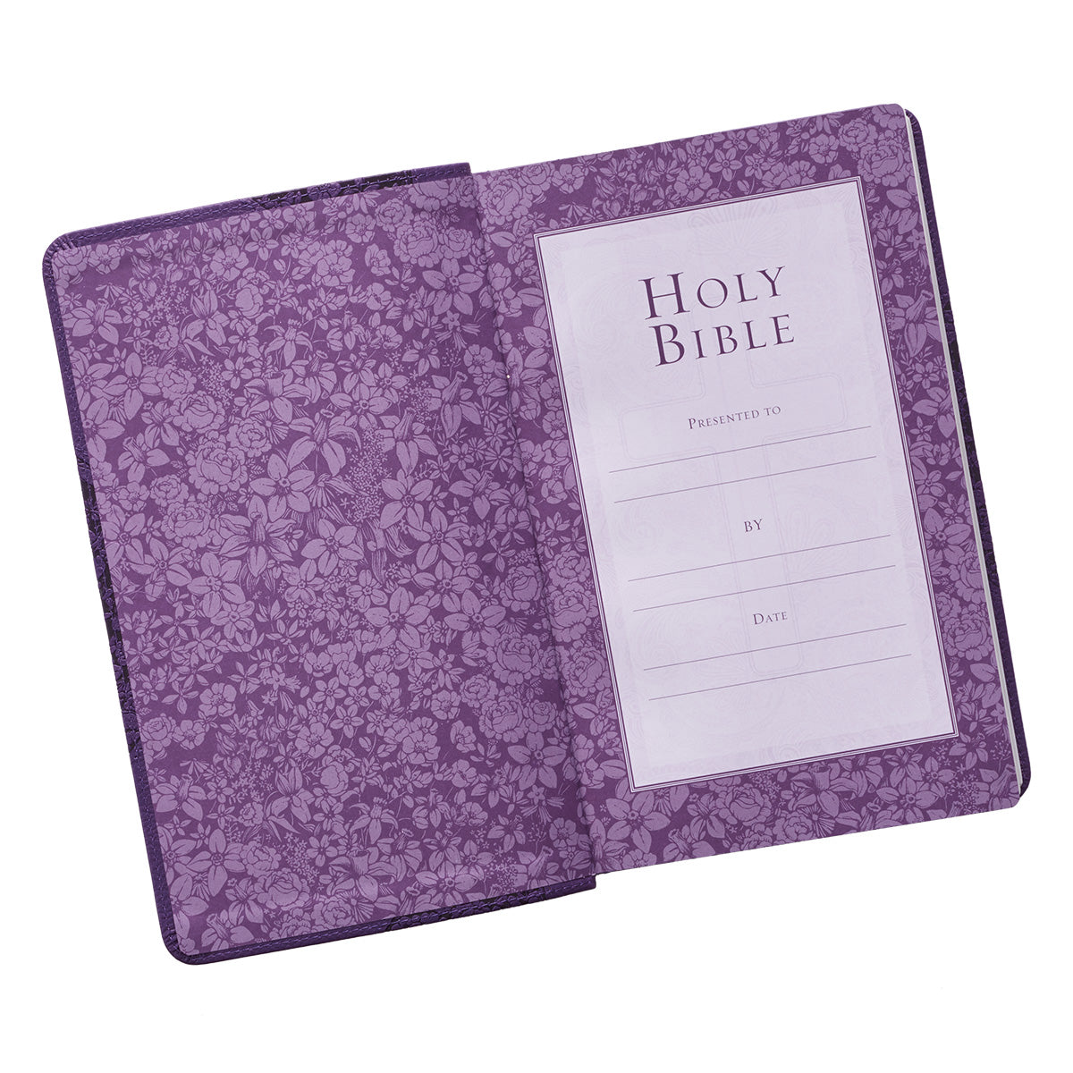 Two-tone Purple Floral Faux Leather Giant Print Standard-size King James Version Bible - The Christian Gift Company