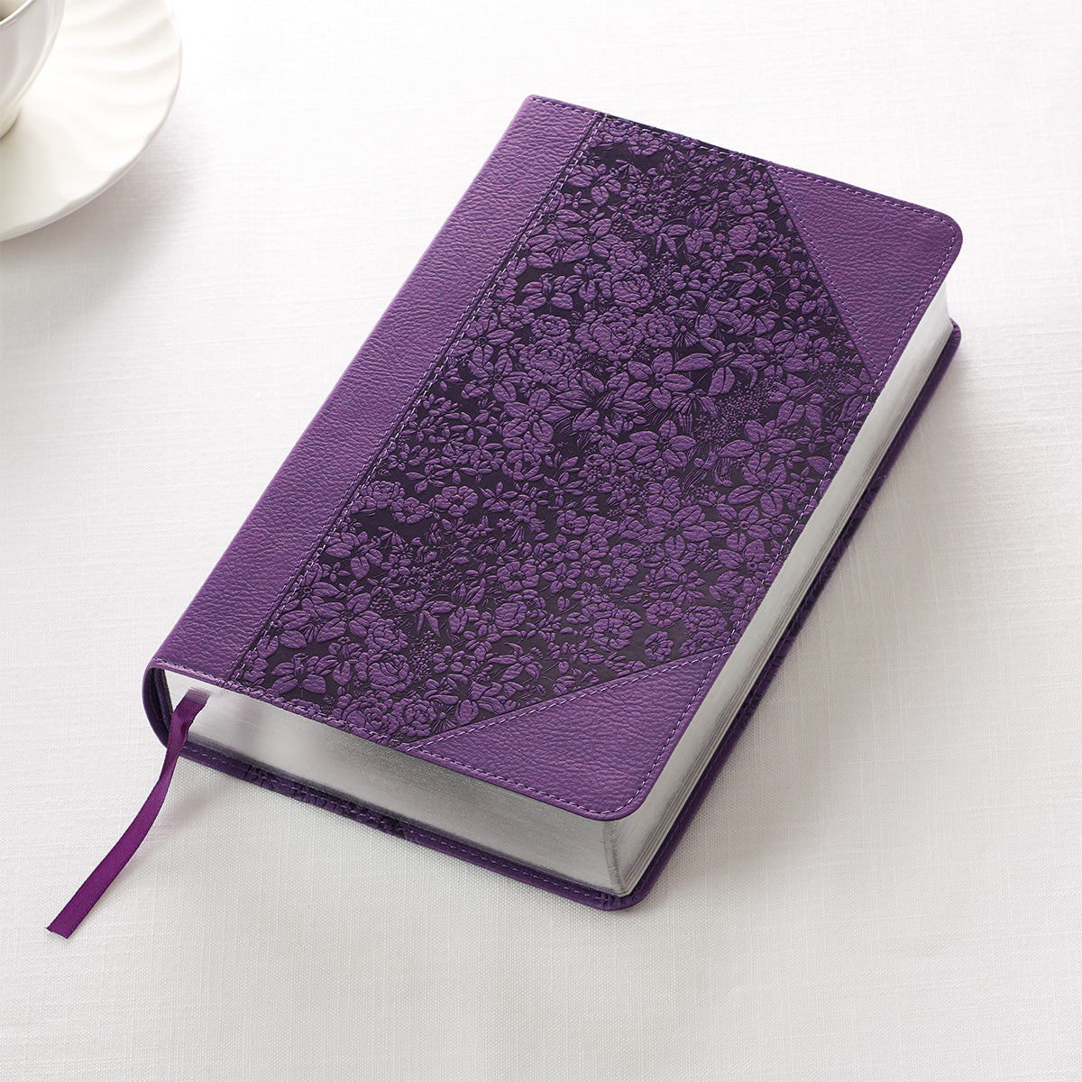 Two-tone Purple Floral Faux Leather Giant Print Standard-size King James Version Bible - The Christian Gift Company