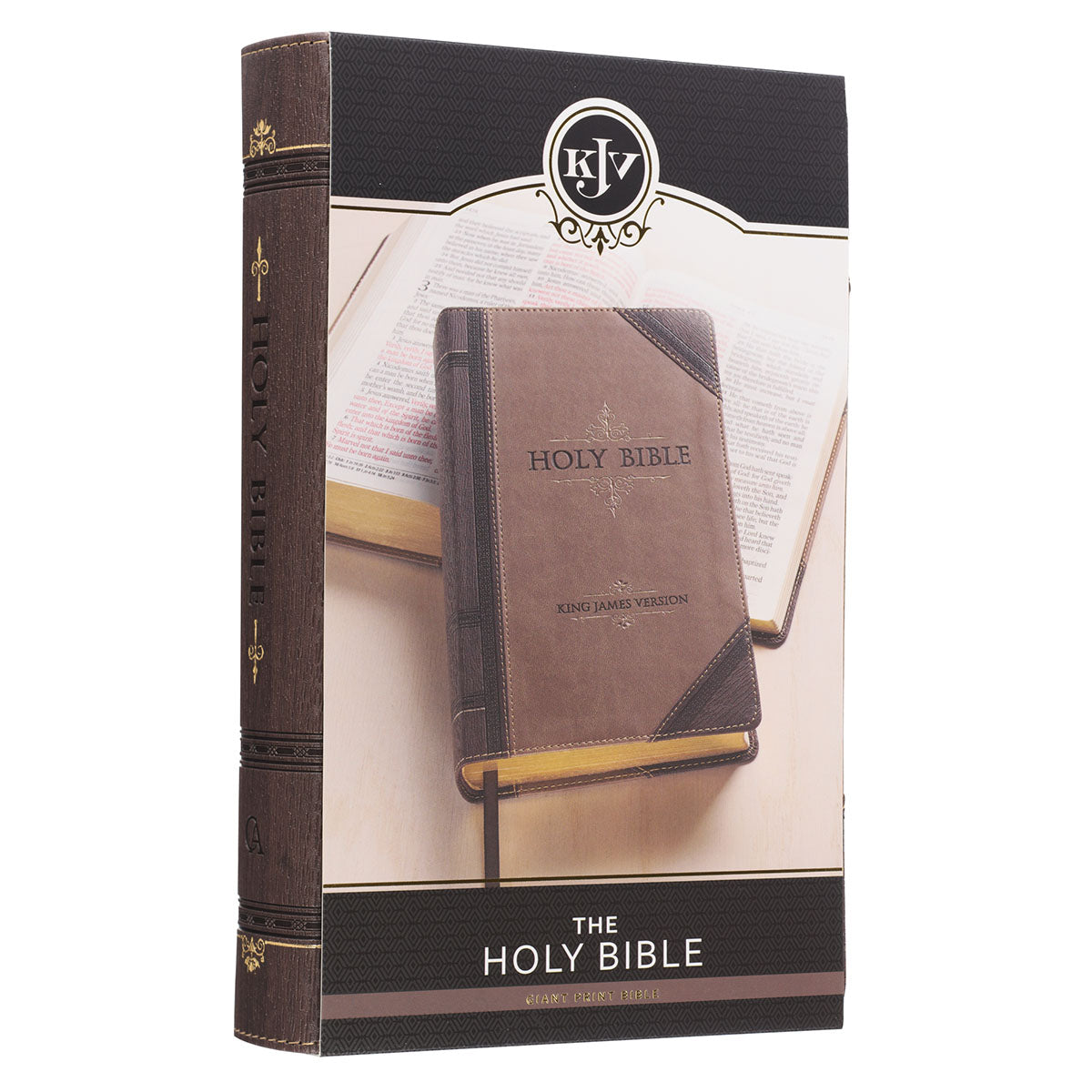 Brown and Tan Faux Leather Standard-size Giant Print King James Version Bible - The Christian Gift Company