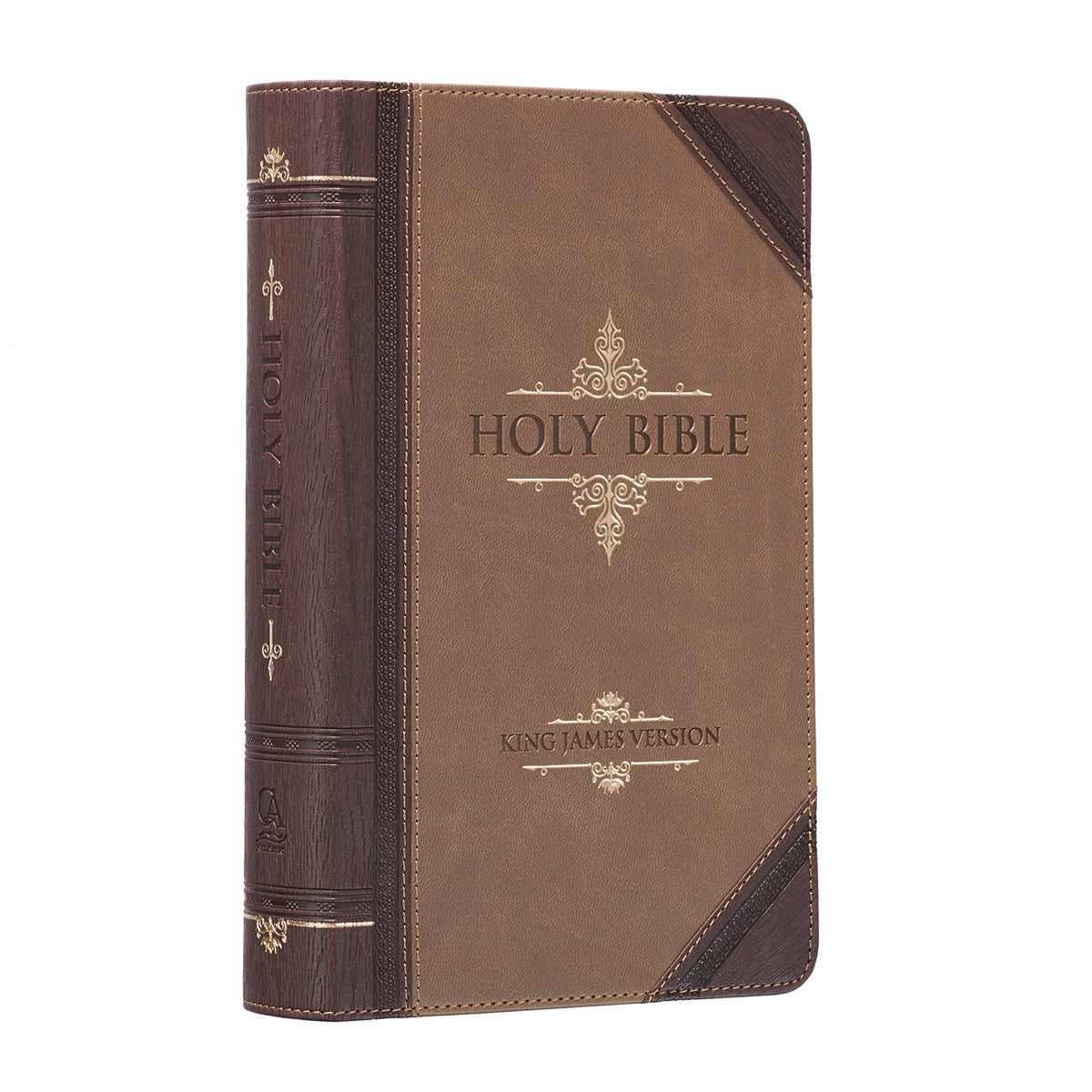 Brown and Tan Faux Leather Standard-size Giant Print King James Version Bible - The Christian Gift Company