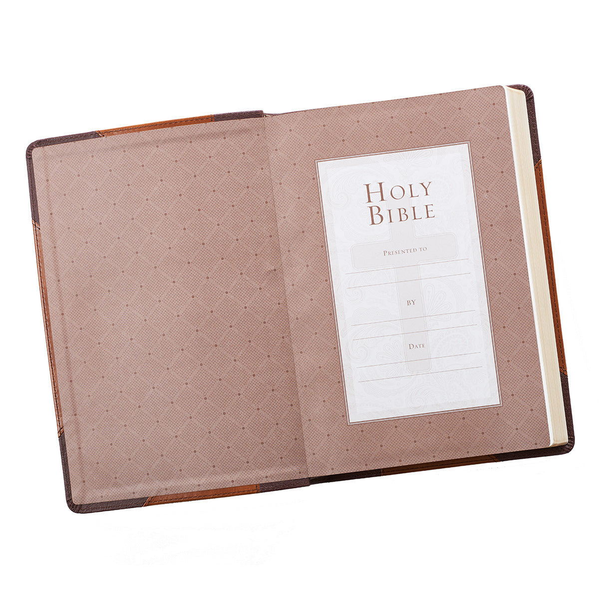 Two-tone Brown Faux Leather Large Print Thinline King James Version Bible - The Christian Gift Company