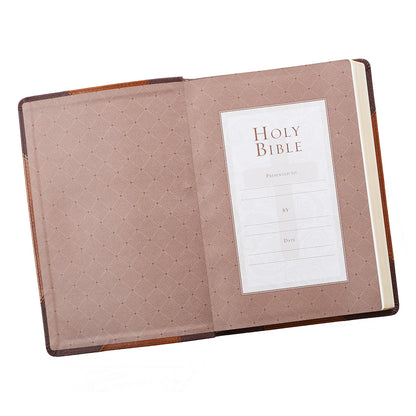 Two-tone Brown Faux Leather Large Print Thinline King James Version Bible - The Christian Gift Company