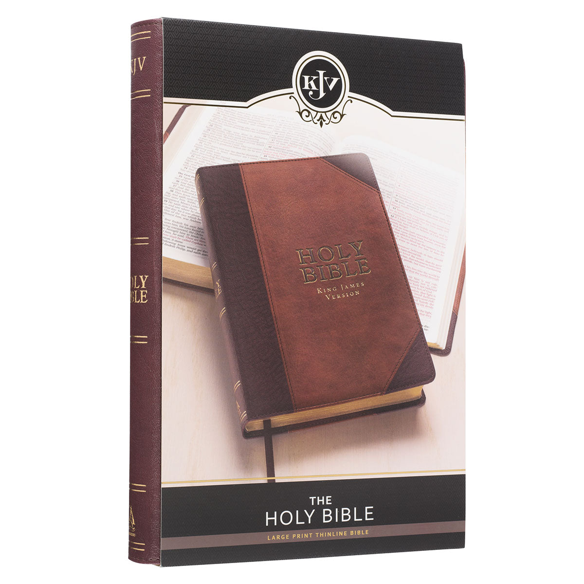 Two-tone Brown Faux Leather Large Print Thinline King James Version Bible - The Christian Gift Company