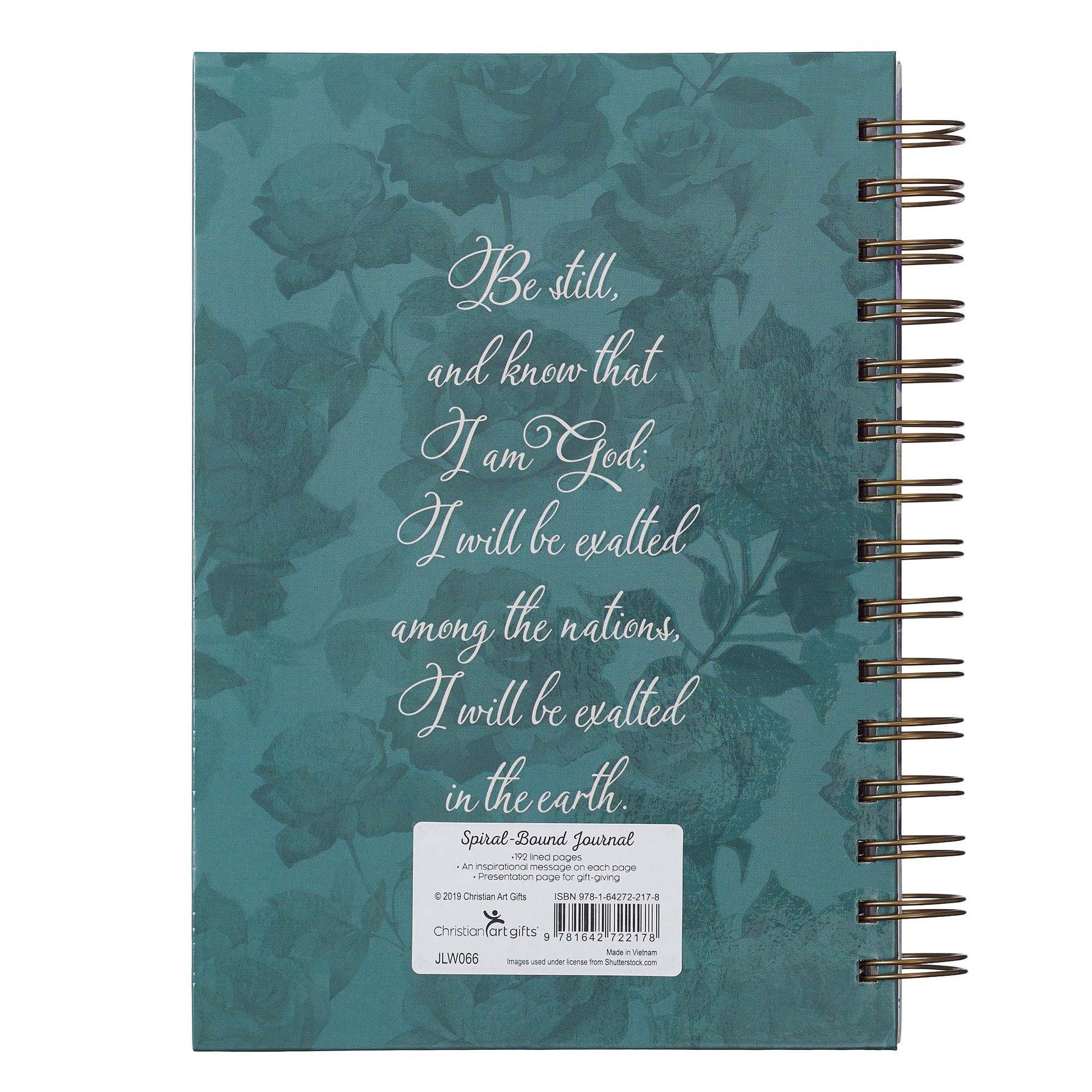 Be Still and Know Large Wirebound Journal in Purple Florals - Psalm 46:10 - The Christian Gift Company