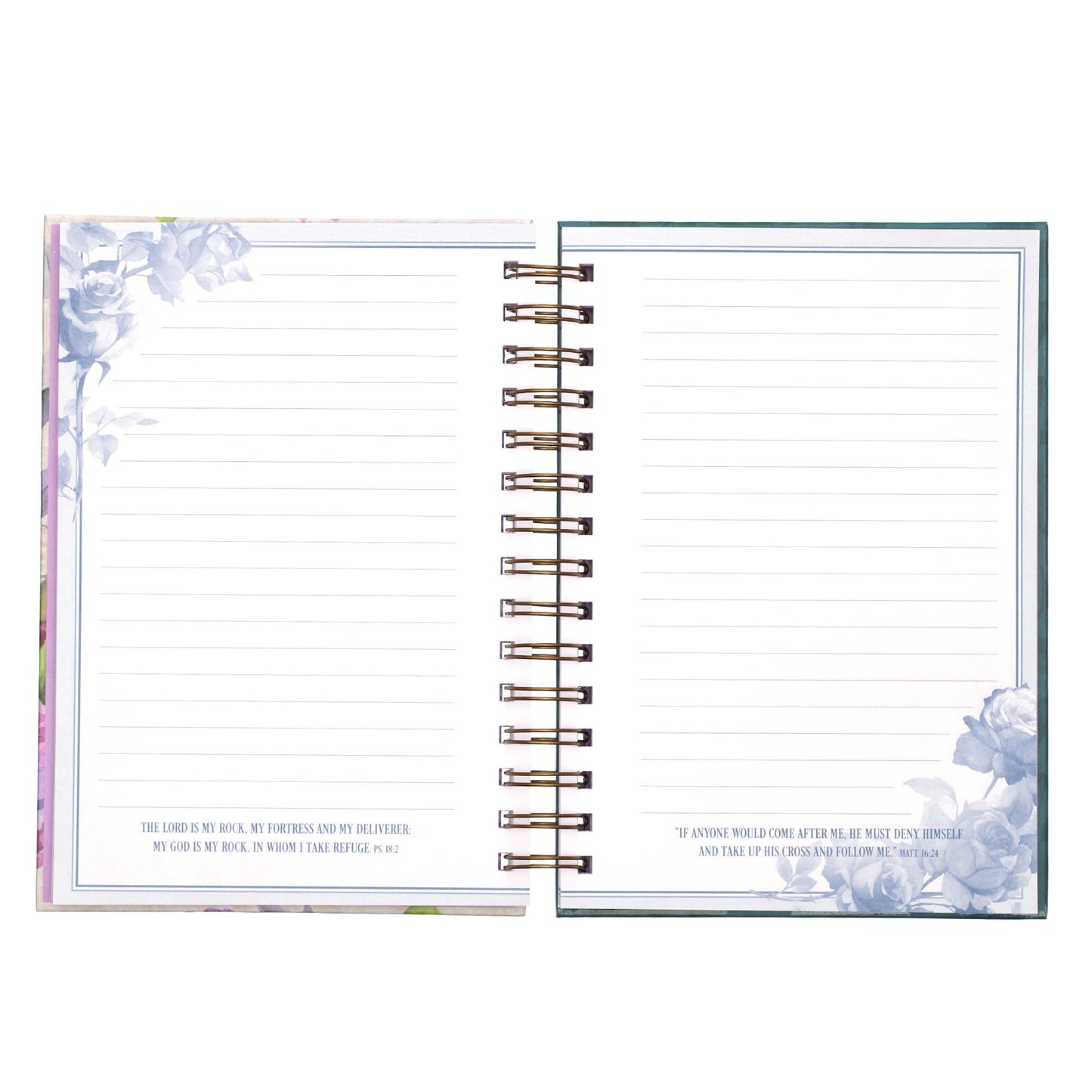 Be Still and Know Large Wirebound Journal in Purple Florals - Psalm 46:10 - The Christian Gift Company