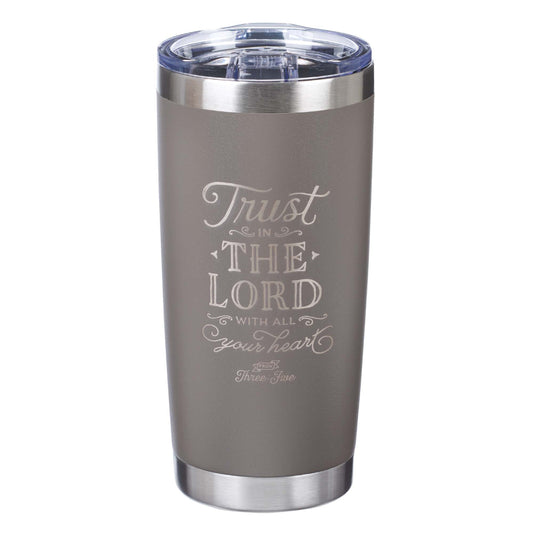 Trust In The LORD Taupe Stainless Steel Mug - Proverbs 3:5 - The Christian Gift Company