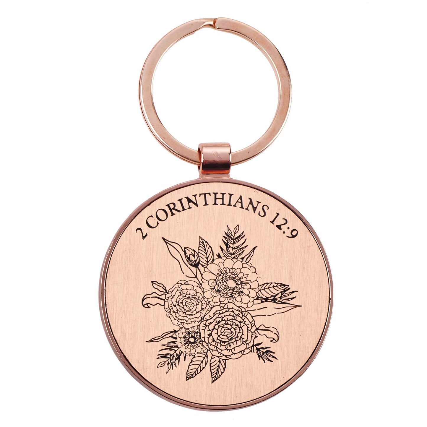 His Grace is Enough Pink Plum Key Ring in a Tin - 2 Corinthians 12:9 - The Christian Gift Company