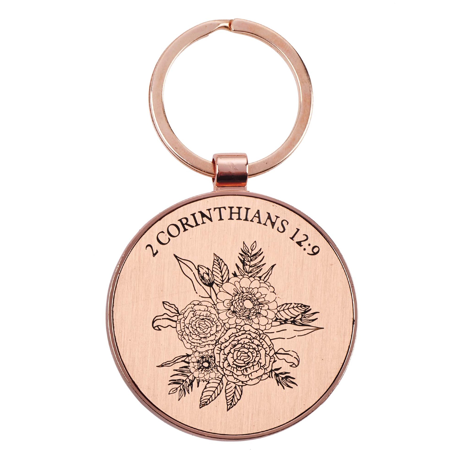 His Grace is Enough Pink Plum Key Ring in a Tin - 2 Corinthians 12:9 - The Christian Gift Company