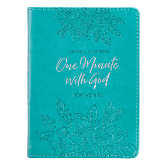 One Minute With God For Women Teal Faux Leather Devotional - The Christian Gift Company