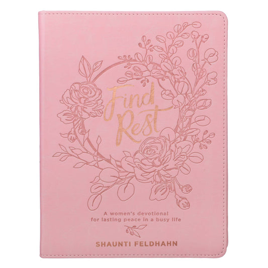 Find Rest Pink Faux Leather Devotional - The Christian Gift Company
