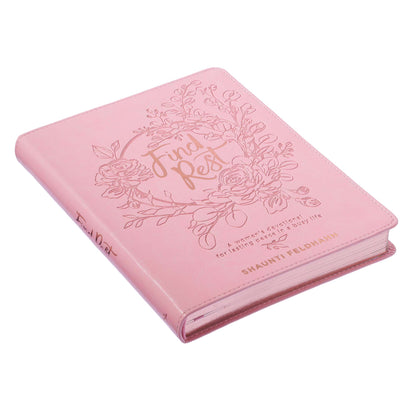 Find Rest Pink Faux Leather Devotional - The Christian Gift Company
