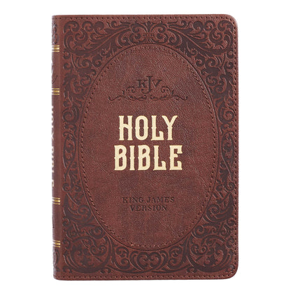 Chestnut Brown Faux Leather Compact King James Version Bible - The Christian Gift Company