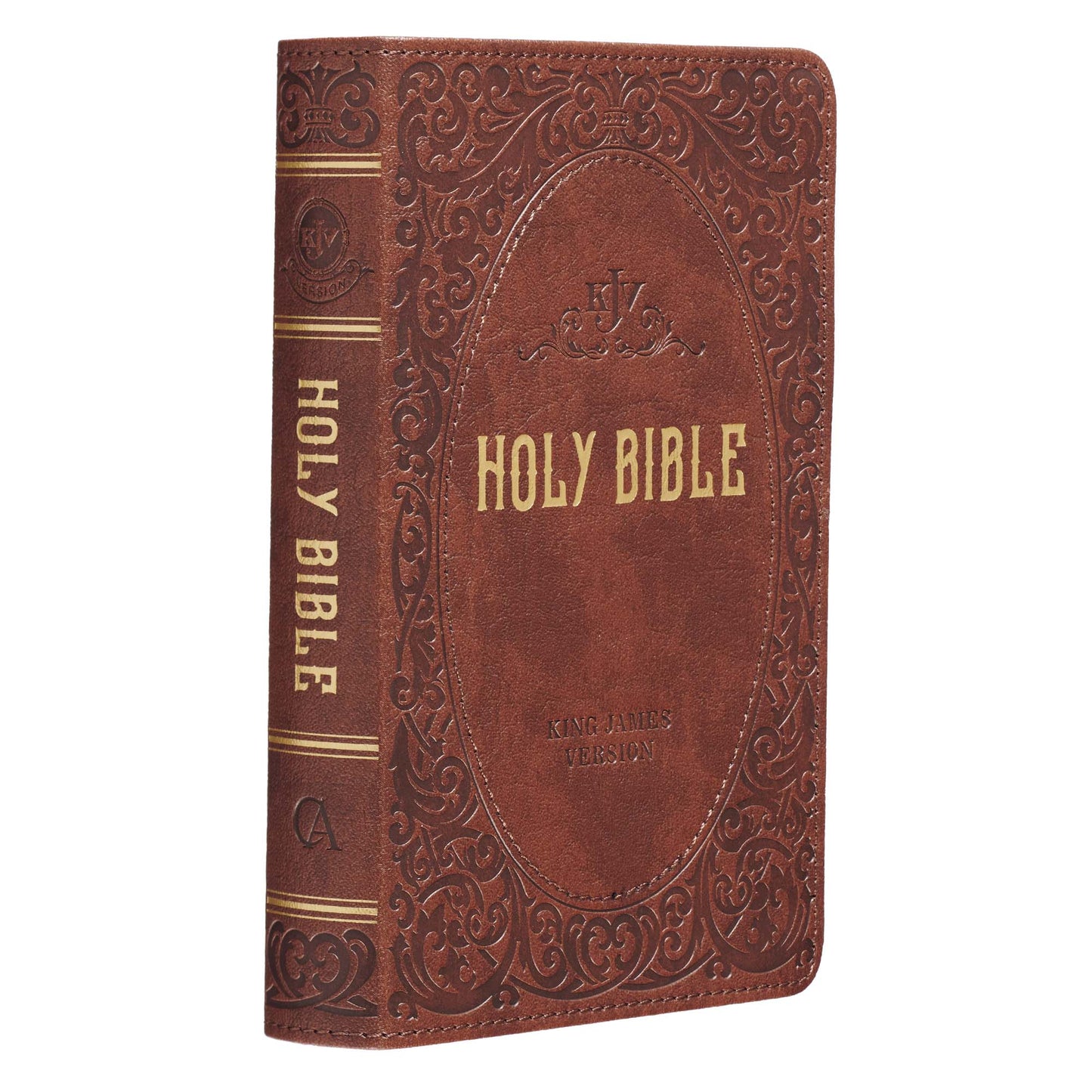 Chestnut Brown Faux Leather Compact King James Version Bible - The Christian Gift Company