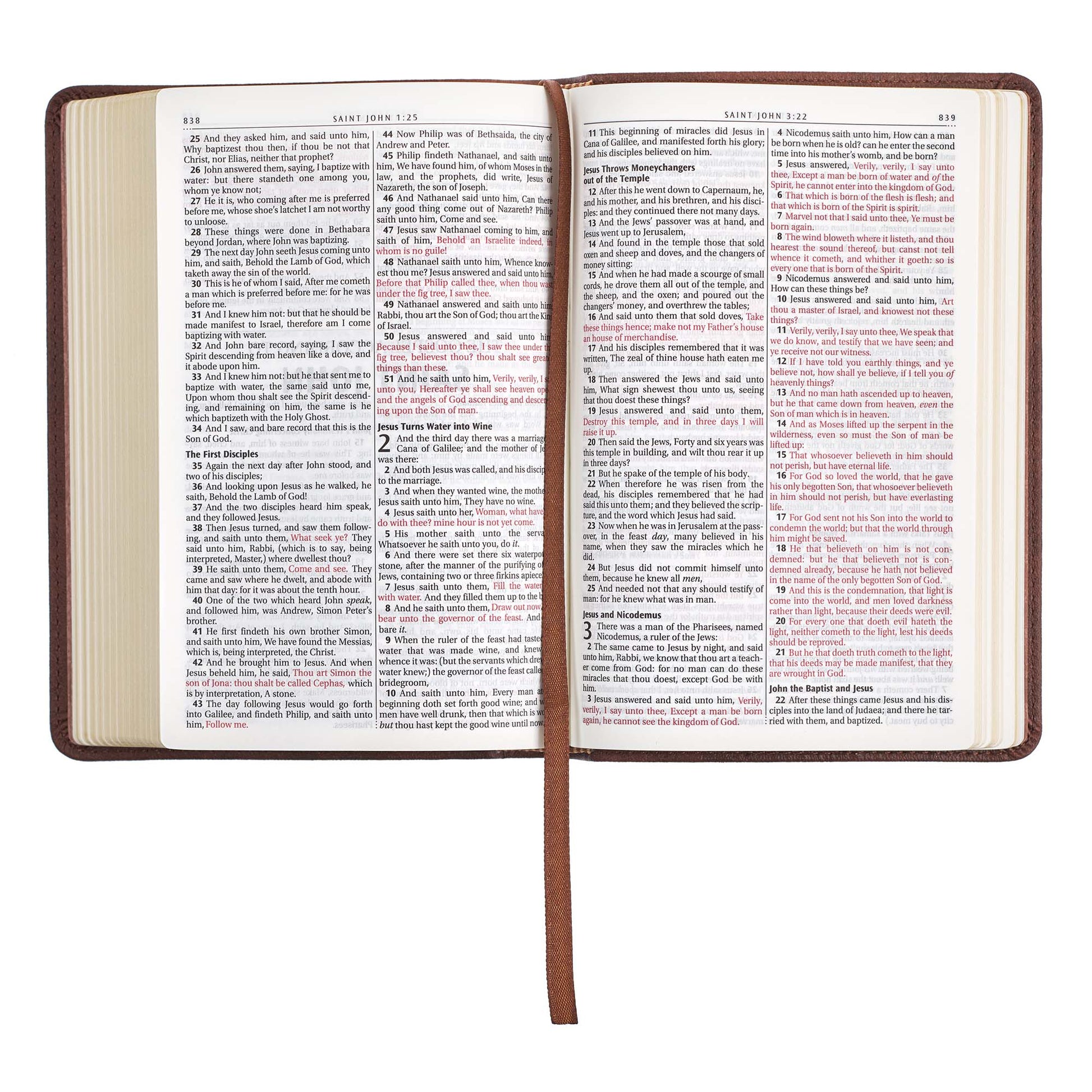 Chestnut Brown Faux Leather Compact King James Version Bible - The Christian Gift Company