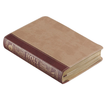 Sand and Brown Faux Leather Compact King James Version Bible - The Christian Gift Company