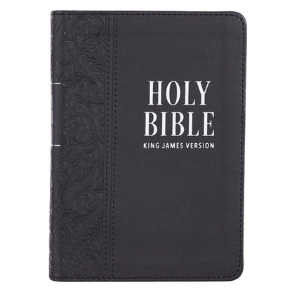 Black Faux Leather Large Print Compact King James Version Bible - The Christian Gift Company