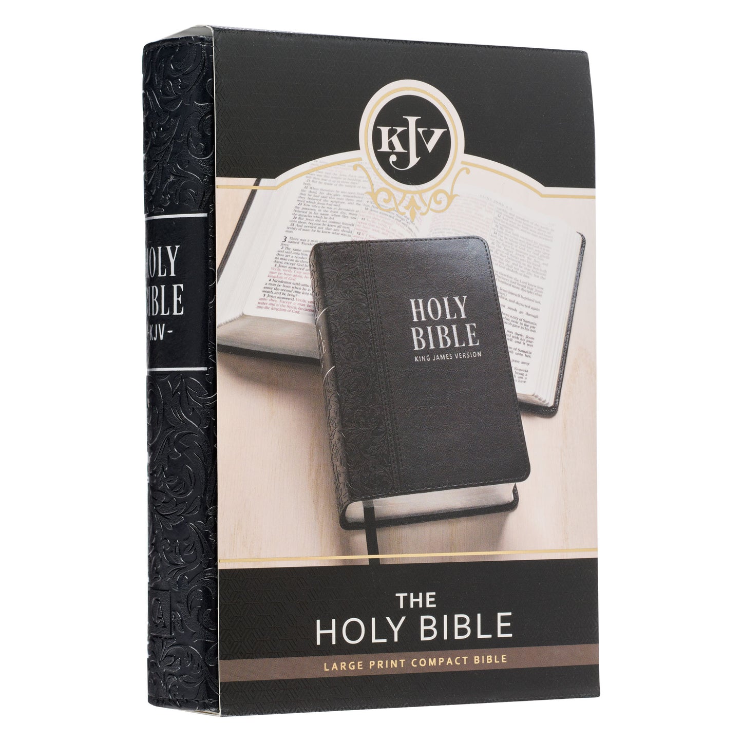 Black Faux Leather Large Print Compact King James Version Bible - The Christian Gift Company