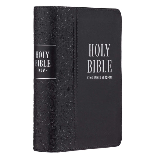 Black Faux Leather Large Print Compact King James Version Bible - The Christian Gift Company