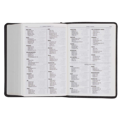 Black Faux Leather Large Print Compact King James Version Bible - The Christian Gift Company