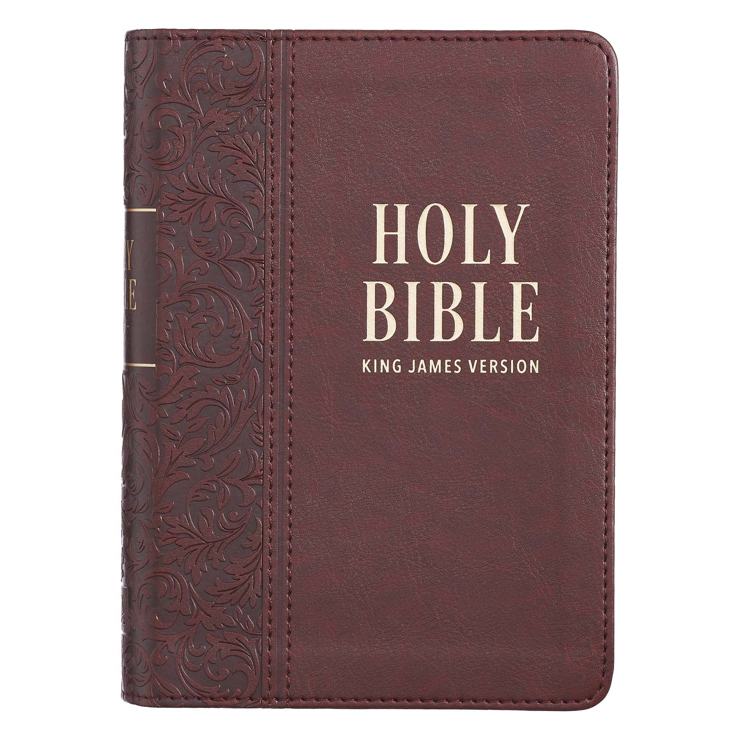 Medium Brown Faux Leather Large Print Compact King James Version Bible - The Christian Gift Company