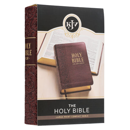 Medium Brown Faux Leather Large Print Compact King James Version Bible - The Christian Gift Company