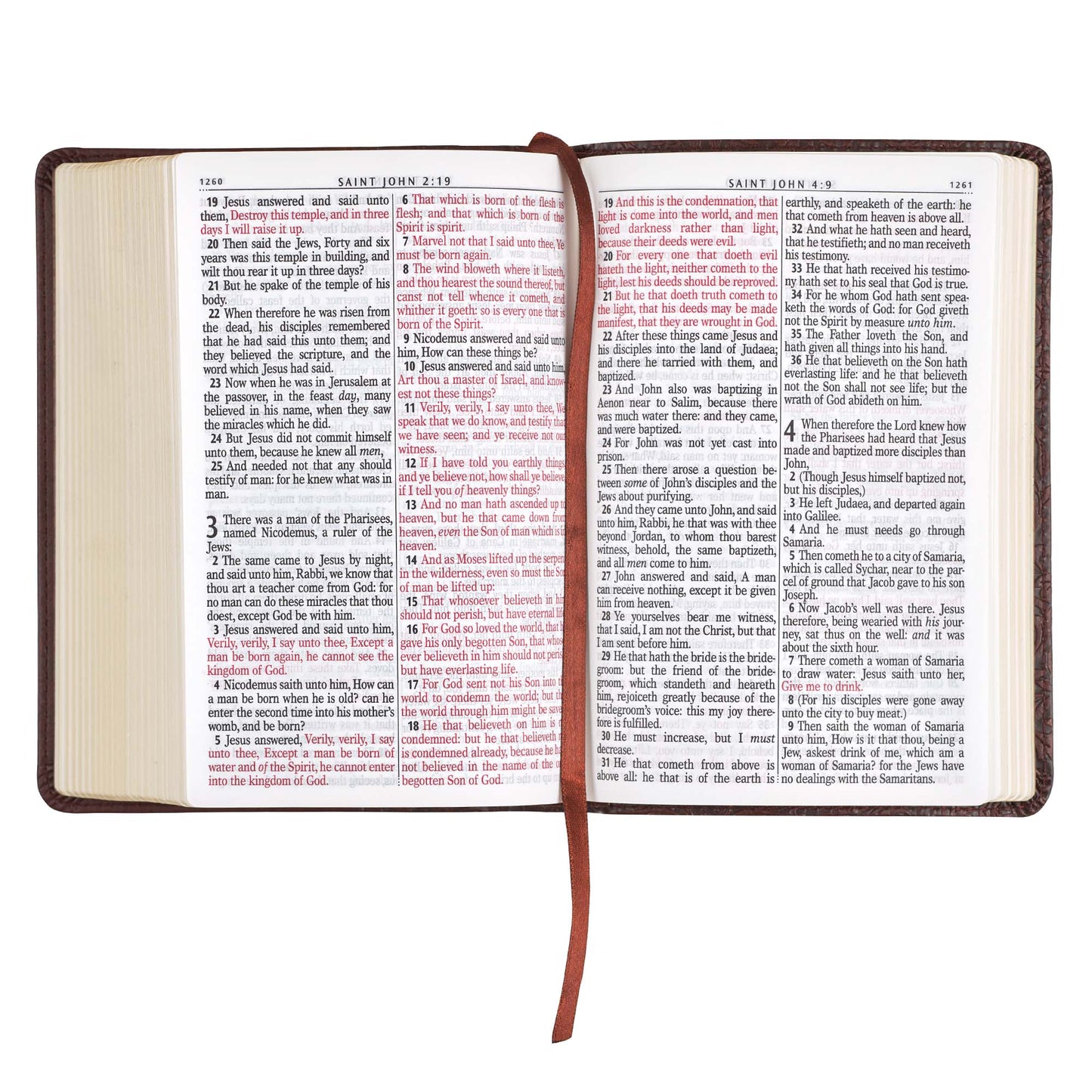 Medium Brown Faux Leather Large Print Compact King James Version Bible - The Christian Gift Company