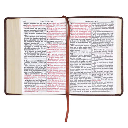 Medium Brown Faux Leather Large Print Compact King James Version Bible - The Christian Gift Company