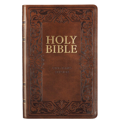 Medium Brown King James Version Deluxe Gift Bible with Thumb Index - The Christian Gift Company