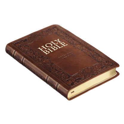 Medium Brown King James Version Deluxe Gift Bible with Thumb Index - The Christian Gift Company