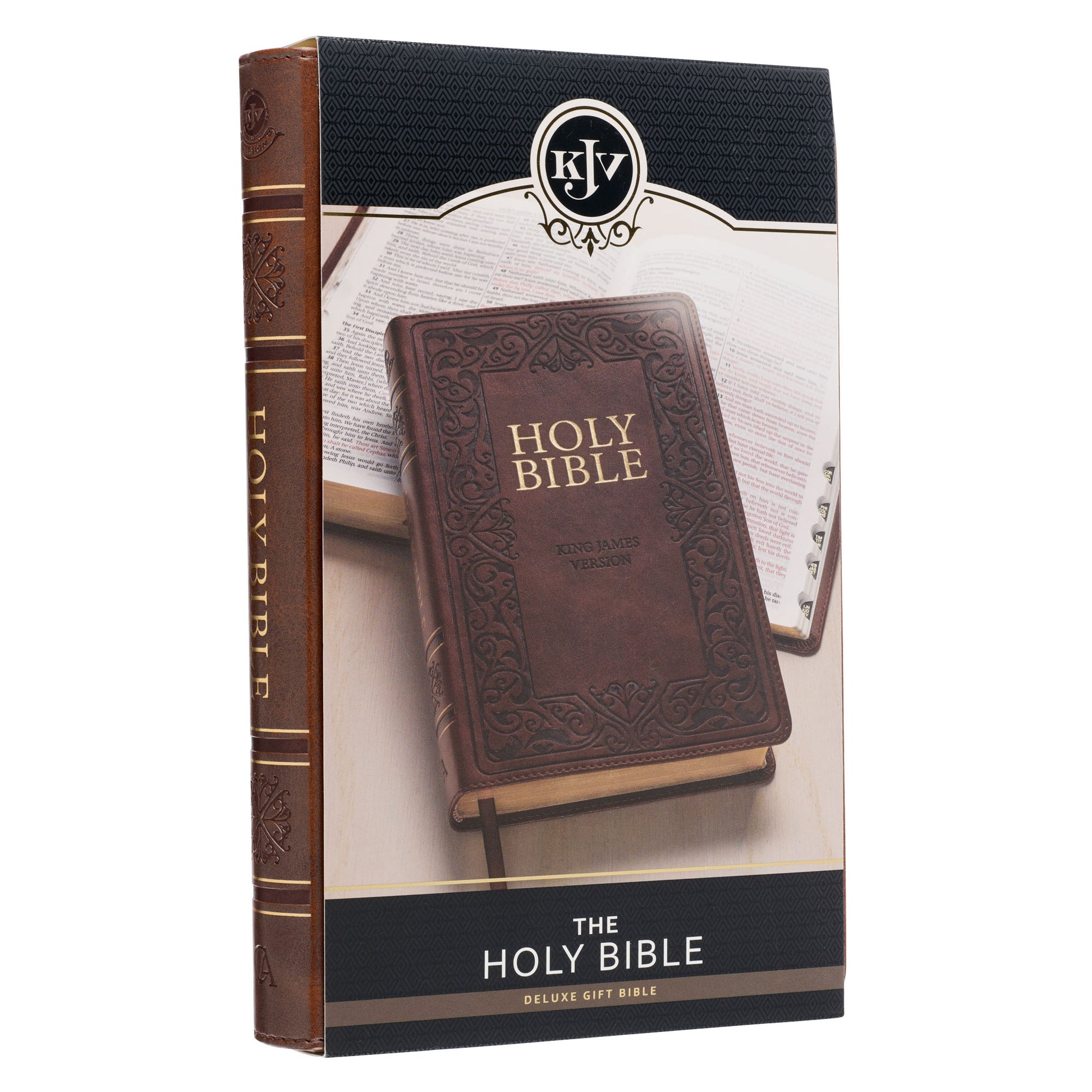 Medium Brown King James Version Deluxe Gift Bible with Thumb Index - The Christian Gift Company