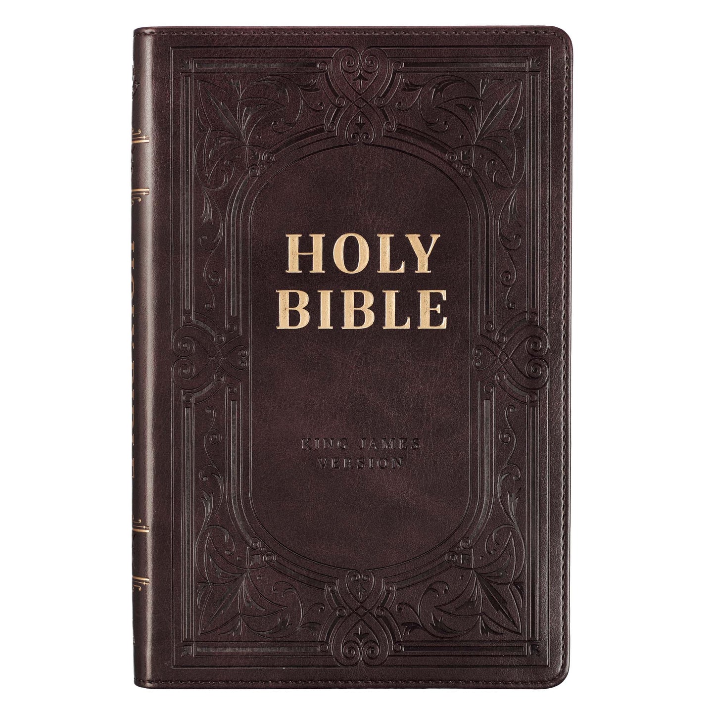 Dark Brown Faux Leather King James Version Deluxe Gift Bible with Thumb Index - The Christian Gift Company