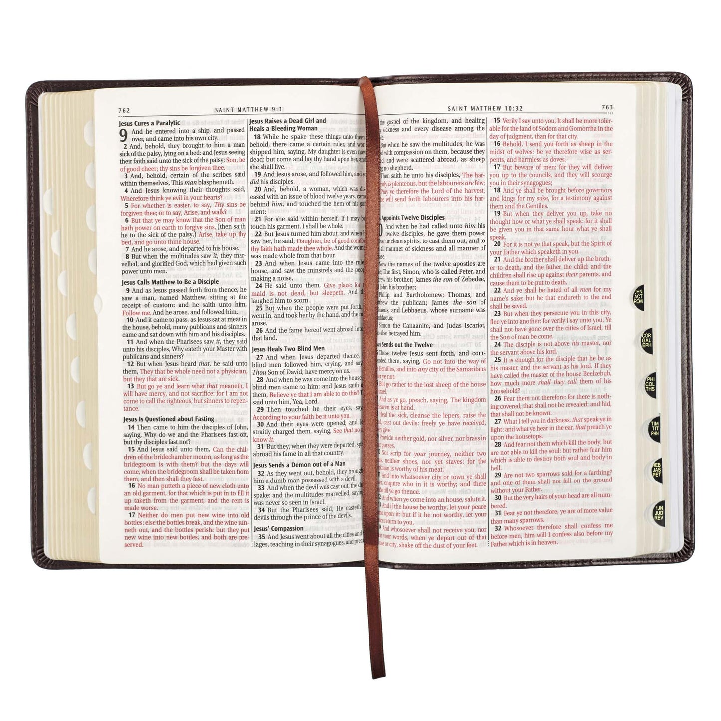 Dark Brown Faux Leather King James Version Deluxe Gift Bible with Thumb Index - The Christian Gift Company