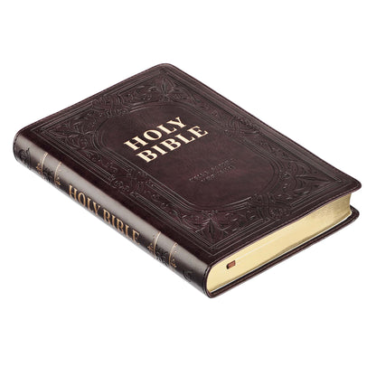 Dark Brown Faux Leather King James Version Deluxe Gift Bible with Thumb Index - The Christian Gift Company