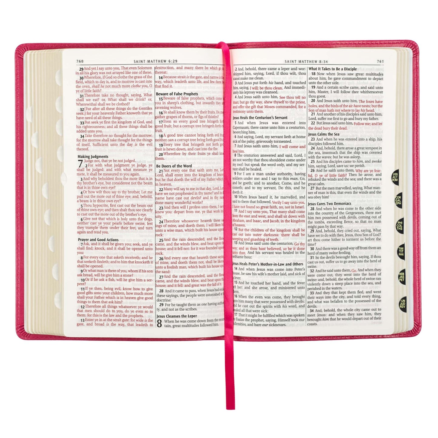 Pink Faux Leather King James Version Deluxe Gift Bible with Thumb Index - The Christian Gift Company